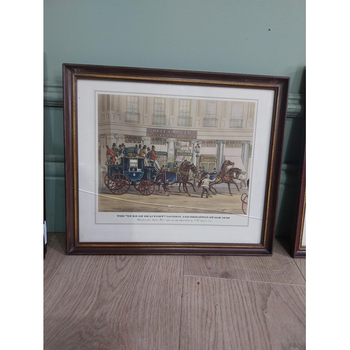 57 - Set of five early 20th C. Framed coloured prints depicting Town Scenes mounted in mahogany frames. {... 