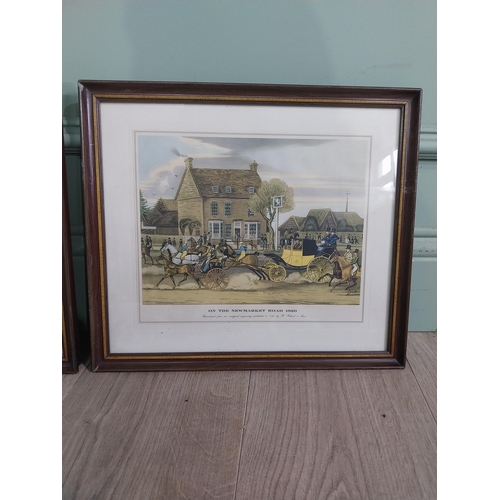 57 - Set of five early 20th C. Framed coloured prints depicting Town Scenes mounted in mahogany frames. {... 