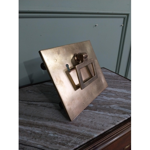 570 - Art Deco Brass door lock plate. {21 cm H x 26 cm W}.