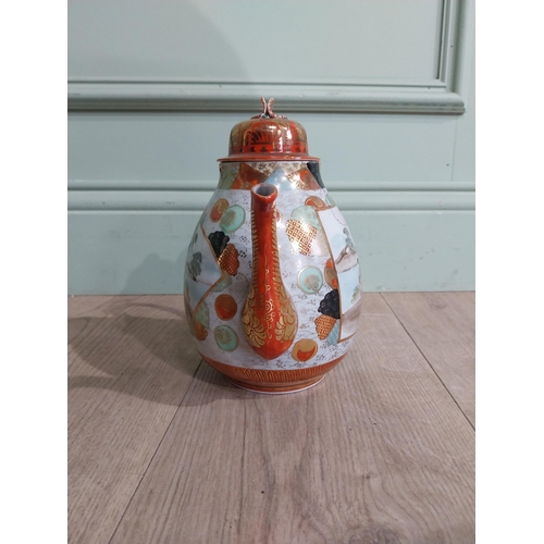 573 - Ceramic po {13 cm H x 32 cm W x 22 cm D}. and oriental ceramic teapot. {22  cm H x 20 cm W x 13 cm D... 