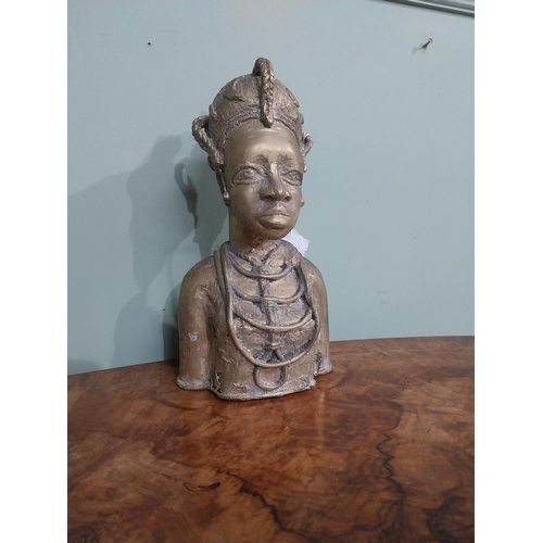 578 - African Benin bronze sculpture. {26 cm H x 14 cm W x 11 cm D}.