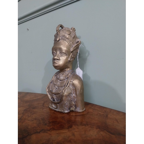 578 - African Benin bronze sculpture. {26 cm H x 14 cm W x 11 cm D}.