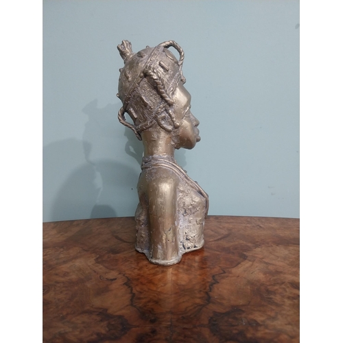 578 - African Benin bronze sculpture. {26 cm H x 14 cm W x 11 cm D}.