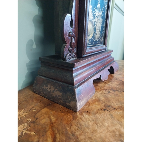 586 - Edwardian painted pine Gingerbread clock with enamel dial.{58 cm H x 36 cm W x 14 c D}.