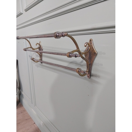 59 - Early 20th C. Brass and chrome wall mounted towel rail. {21 cm H x 62 cm W  x 18 cm D}.