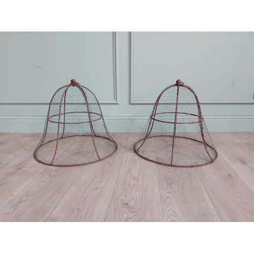 590 - Pair of wrought iron cloches. {47 cm  H x 44 cm Dia.}.