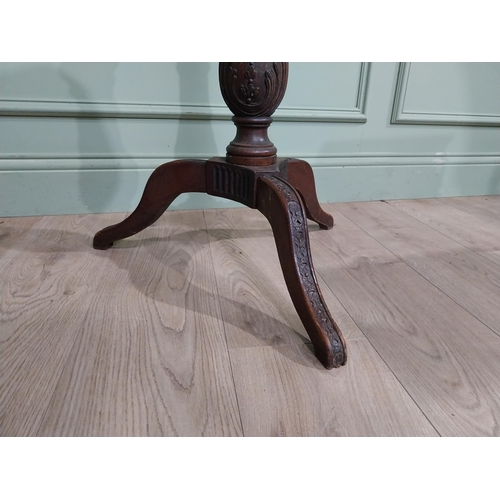 591 - Edwardian mahogany standard lamp on tripod base. {178 cm H x 50 cm Dia.}.