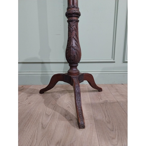 591 - Edwardian mahogany standard lamp on tripod base. {178 cm H x 50 cm Dia.}.