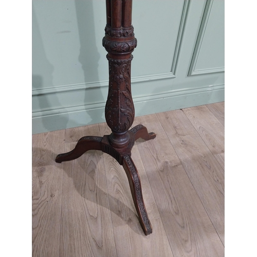 591 - Edwardian mahogany standard lamp on tripod base. {178 cm H x 50 cm Dia.}.