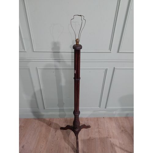 591 - Edwardian mahogany standard lamp on tripod base. {178 cm H x 50 cm Dia.}.