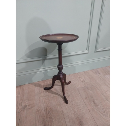 592 - Two Edwardian mahogany wine tables on turned columns and three outswept feet. {53 cm H x 31 cm Dia} ... 