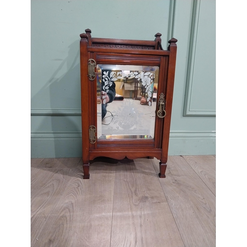 594 - Pair of Edwardian mahogany cabinets with single mirrored doors. {64 cm Hx  36 cm W x 24 cm W}.