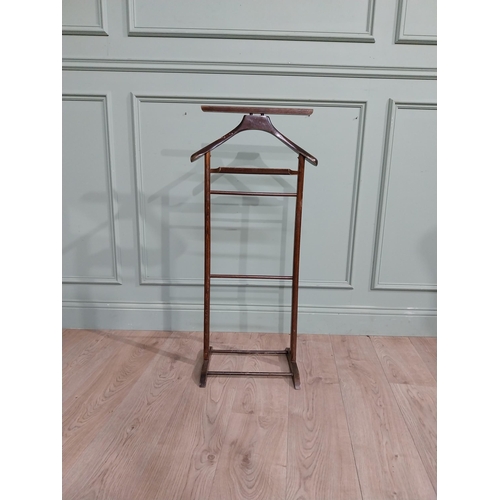 597 - Vintage oak valet stand. {99 cm H x 38 cm W  x 30 cm D}.