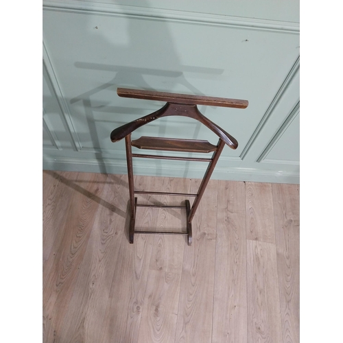 597 - Vintage oak valet stand. {99 cm H x 38 cm W  x 30 cm D}.