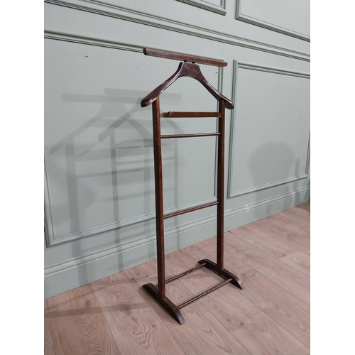 597 - Vintage oak valet stand. {99 cm H x 38 cm W  x 30 cm D}.