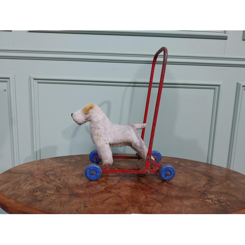 598 - 1950�s Chad Valley push along Dog toy {50 cm H x 20 cm W x 35 cm D}