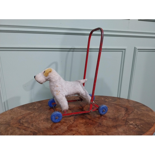 598 - 1950�s Chad Valley push along Dog toy {50 cm H x 20 cm W x 35 cm D}