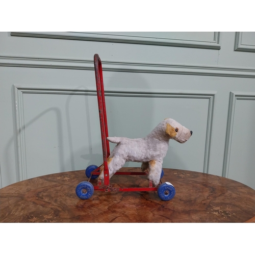 598 - 1950�s Chad Valley push along Dog toy {50 cm H x 20 cm W x 35 cm D}