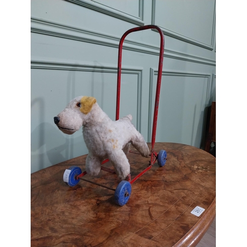 598 - 1950�s Chad Valley push along Dog toy {50 cm H x 20 cm W x 35 cm D}