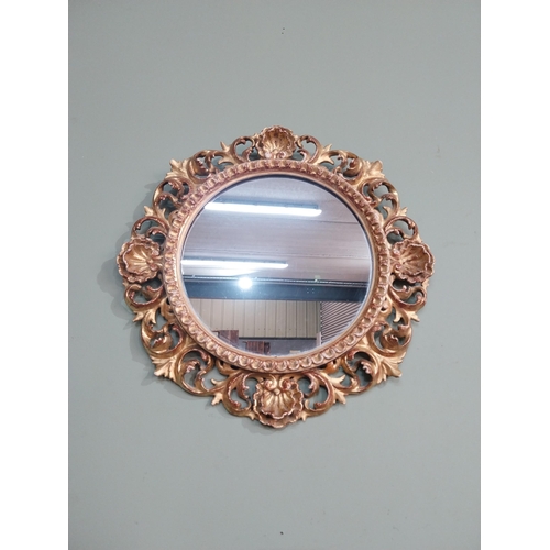 62 - Good quality 19th C. Giltwood mirror W G Parker and Co. {41 cm Dia}.