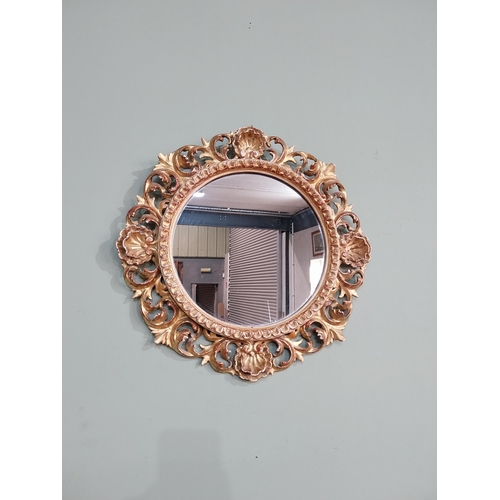 62 - Good quality 19th C. Giltwood mirror W G Parker and Co. {41 cm Dia}.