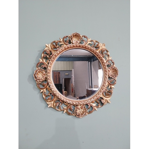 62 - Good quality 19th C. Giltwood mirror W G Parker and Co. {41 cm Dia}.