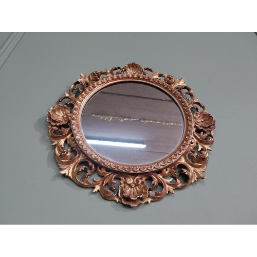 62 - Good quality 19th C. Giltwood mirror W G Parker and Co. {41 cm Dia}.