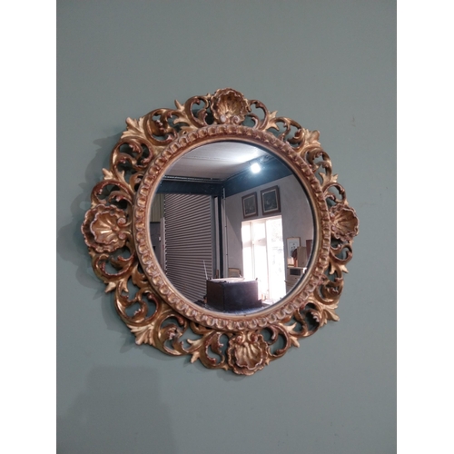 62 - Good quality 19th C. Giltwood mirror W G Parker and Co. {41 cm Dia}.