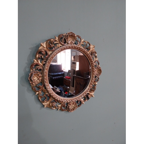 62 - Good quality 19th C. Giltwood mirror W G Parker and Co. {41 cm Dia}.