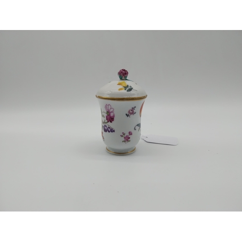 624 - Early 20th C. Meissen  lidded pot du cr�me hand painted floral decoration, gilt rim, hand painted fl... 