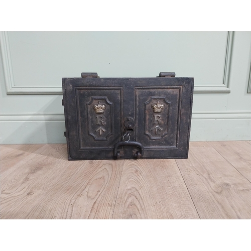 65 - 19th C. Cast iron mail box. {33 cm H x 46 cm W x 20 cm D}