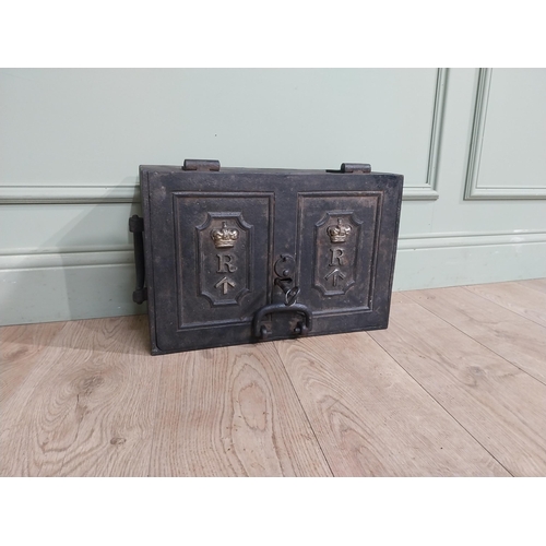 65 - 19th C. Cast iron mail box. {33 cm H x 46 cm W x 20 cm D}