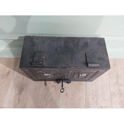 65 - 19th C. Cast iron mail box. {33 cm H x 46 cm W x 20 cm D}