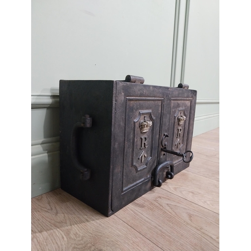 65 - 19th C. Cast iron mail box. {33 cm H x 46 cm W x 20 cm D}