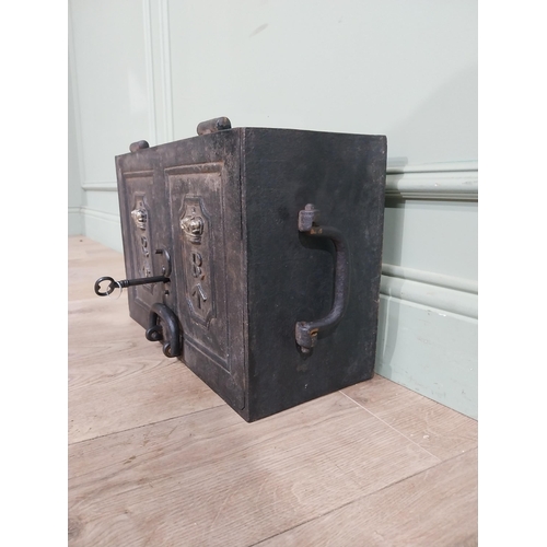 65 - 19th C. Cast iron mail box. {33 cm H x 46 cm W x 20 cm D}