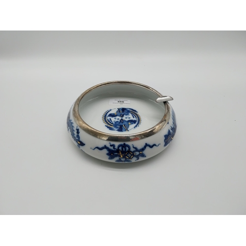 666 - Early 20th C. Meissen dragon design blue and white ashtray with silver rim with no. D243 with anothe... 