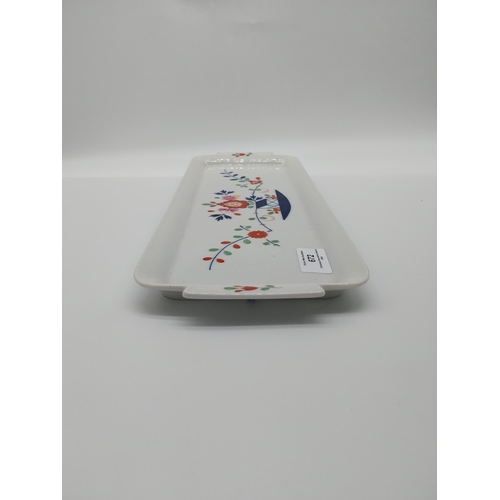 672 - Late 20th C. Meissen cake plate decorated with hand painted flowers with no. 380. {39 cm L}. Undergl... 