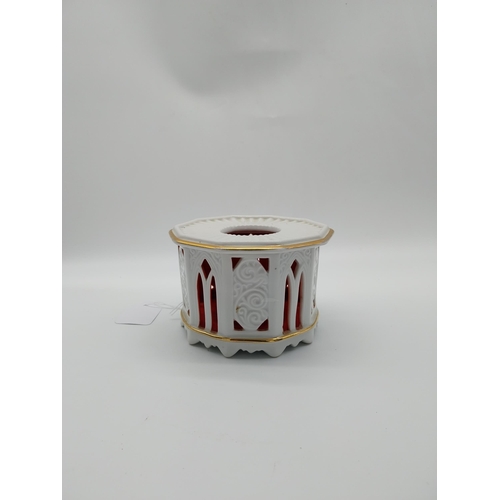 680 - Decorative ceramic Bulgarian Neu-tettau tea candle holder. {9 cm H x 13 cm Dia.}.