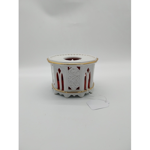 680 - Decorative ceramic Bulgarian Neu-tettau tea candle holder. {9 cm H x 13 cm Dia.}.