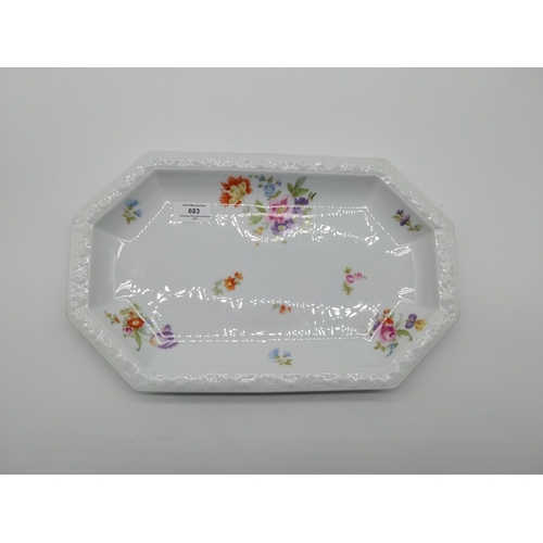 683 - Rosinthal Maria ceramic tray decorated with flowers. {23.5 cm H x 37 cm H}.