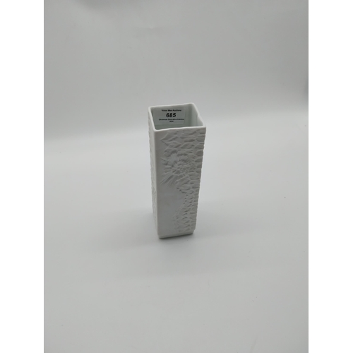 685 - Embossed ceramic Kaiser Copenhagen spill vase. {18 cm H x 5 cm W x 5 cm D].