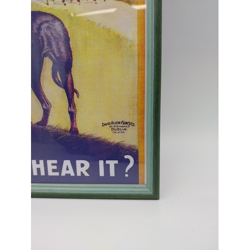 699 - Call to Arms Irish Men Don�t You Hear It framed coloured recruitment poster. {43 cm H x 23 cm W}.