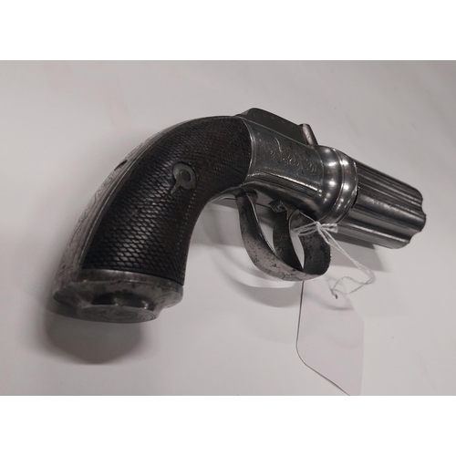 705A - 19th C. pepperbox six shot pistol. {21 cm H x 10 cm H}.