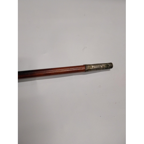 707 - Royal Essex Regiment walnut swagger stick with metal mounts.  {90 cm L}.