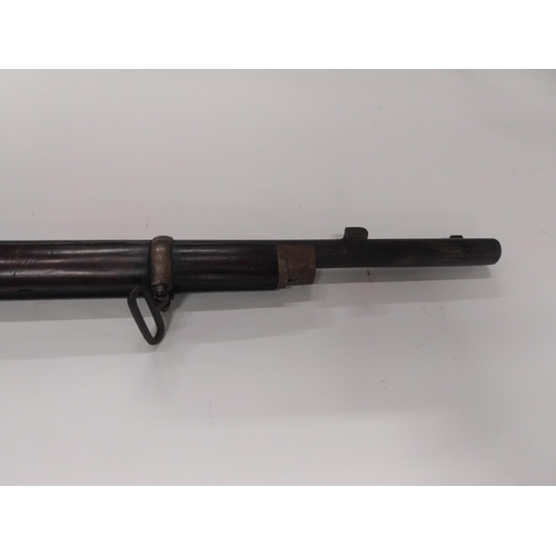 710A - 19th C. percussion capped rolling block rifle. {123 cm L x 13 cm H}.