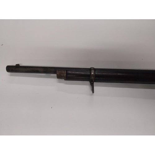 710A - 19th C. percussion capped rolling block rifle. {123 cm L x 13 cm H}.