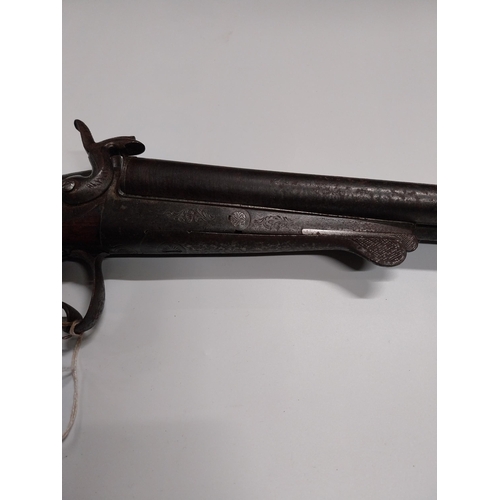 714 - 19th C. Double barrelled percussion capped rifle. {116 cm L}.