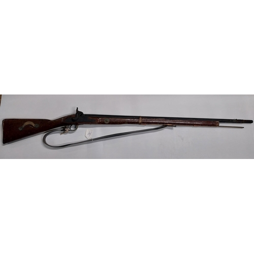 716 - 19th C. percussion capped rifle. {146 cm L}.