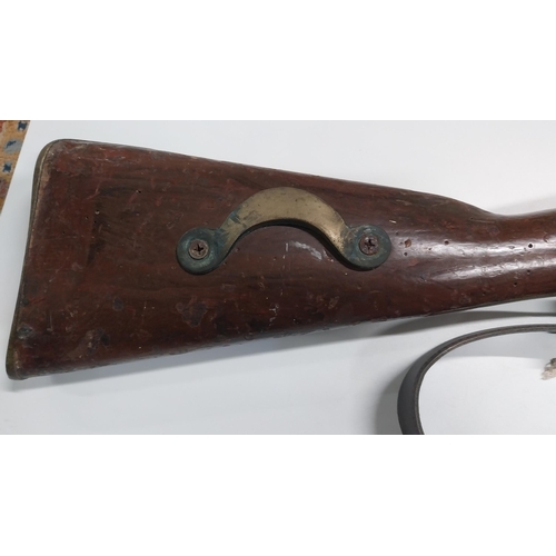 716 - 19th C. percussion capped rifle. {146 cm L}.