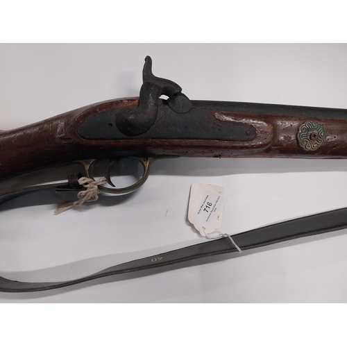 716 - 19th C. percussion capped rifle. {146 cm L}.